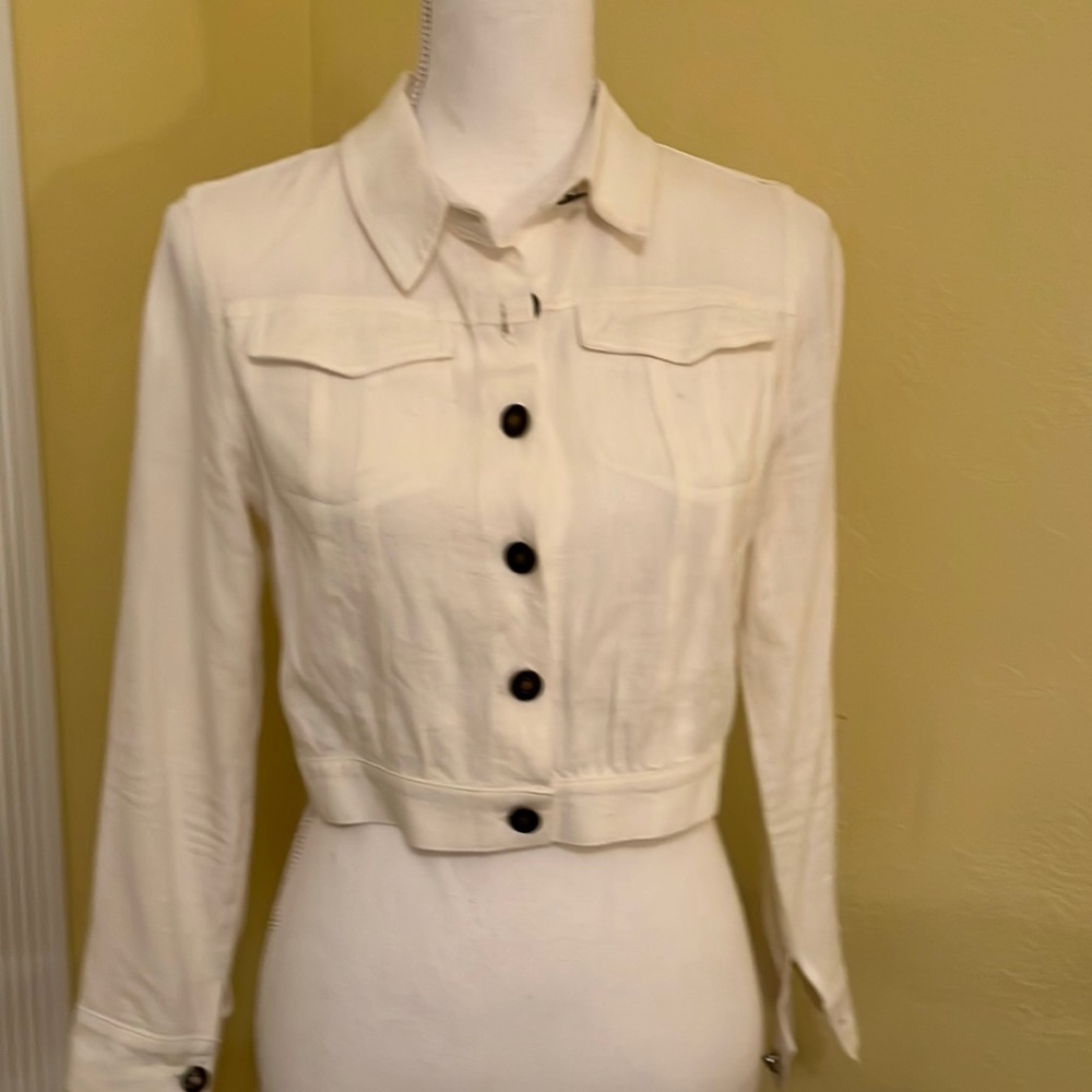 Style Rack white crop jacket size small